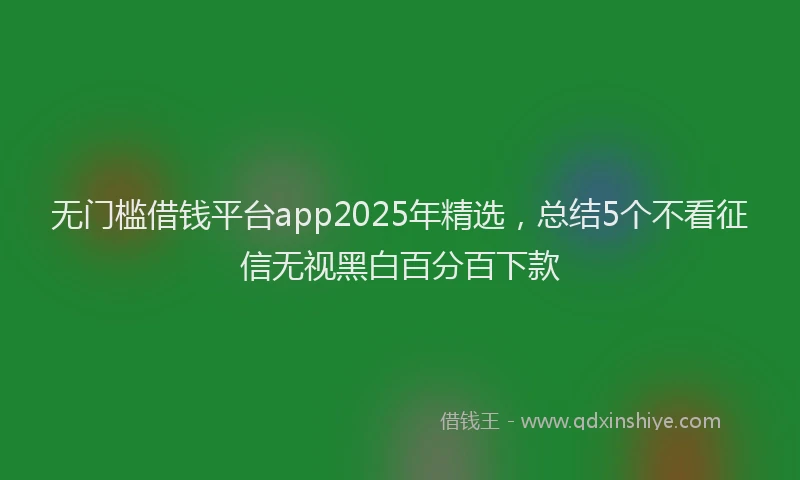 无门槛借钱平台app2025年精选，总结5个不看征信无视黑白百分百下款