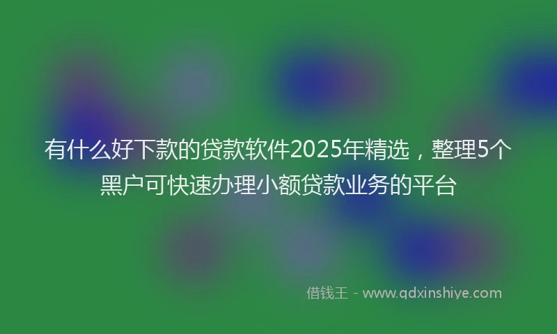 有什么好下款的贷款软件2025年精选，整理5个黑户可快速办理小额贷款业务的平台