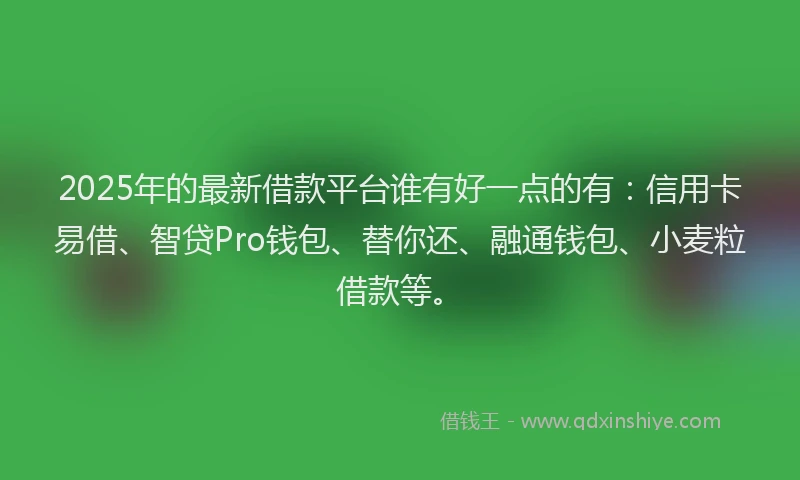 2025年的最新借款平台谁有好一点的有：信用卡易借、智贷Pro钱包、替你还、融通钱包、小麦粒借款等。