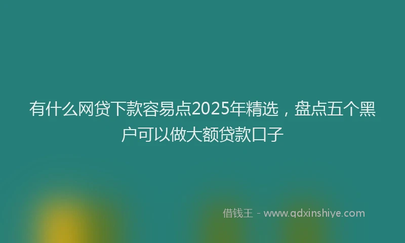 有什么网贷下款容易点2025年精选，盘点五个黑户可以做大额贷款口子