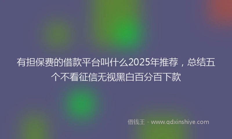有担保费的借款平台叫什么2025年推荐，总结五个不看征信无视黑白百分百下款