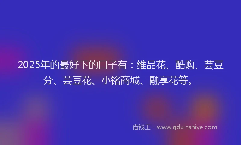 2025年的最好下的口子有：维品花、酷购、芸豆分、芸豆花、小铭商城、融享花等。