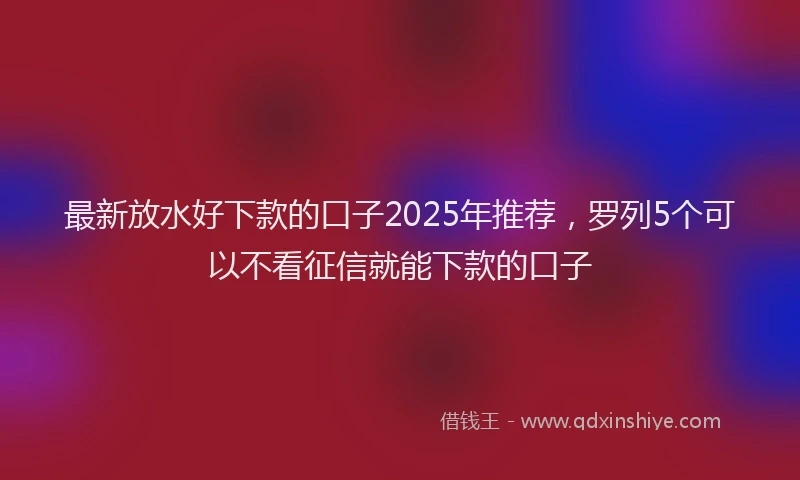 最新放水好下款的口子2025年推荐，罗列5个可以不看征信就能下款的口子