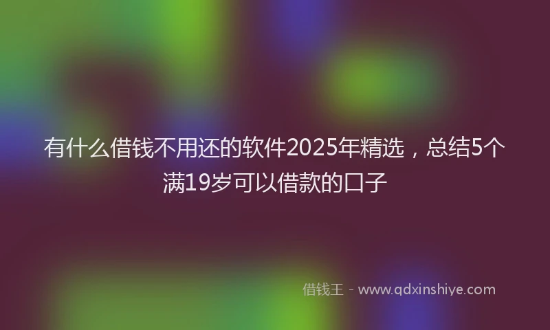 有什么借钱不用还的软件2025年精选，总结5个满19岁可以借款的口子