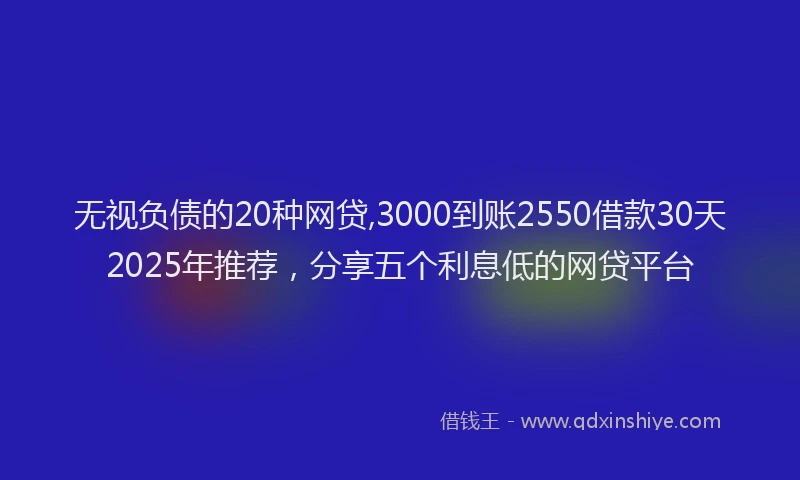 无视负债的20种网贷,3000到账2550借款30天2025年推荐，分享五个利息低的网贷平台