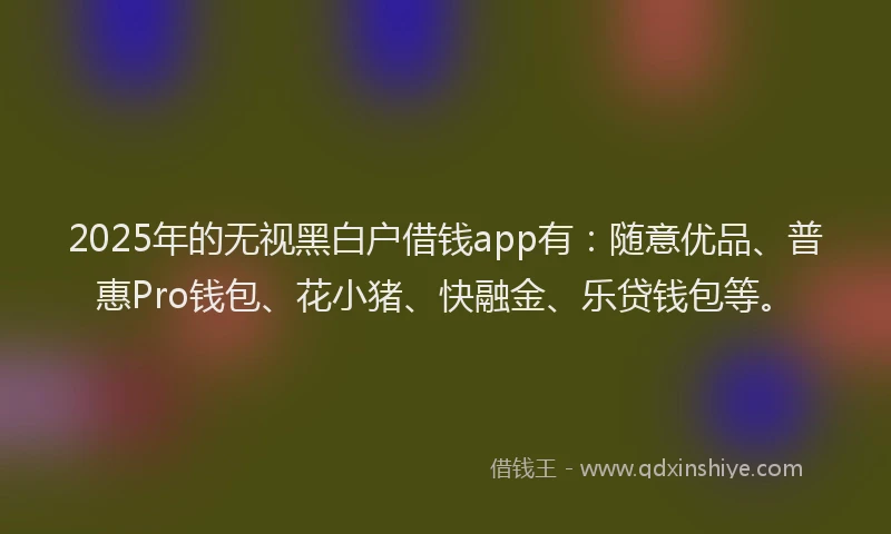 2025年的无视黑白户借钱app有：随意优品、普惠Pro钱包、花小猪、快融金、乐贷钱包等。