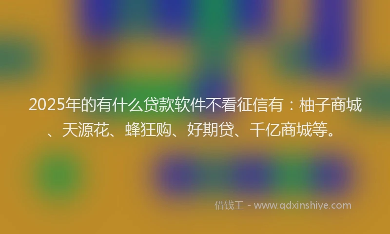 2025年的有什么贷款软件不看征信有：柚子商城、天源花、蜂狂购、好期贷、千亿商城等。