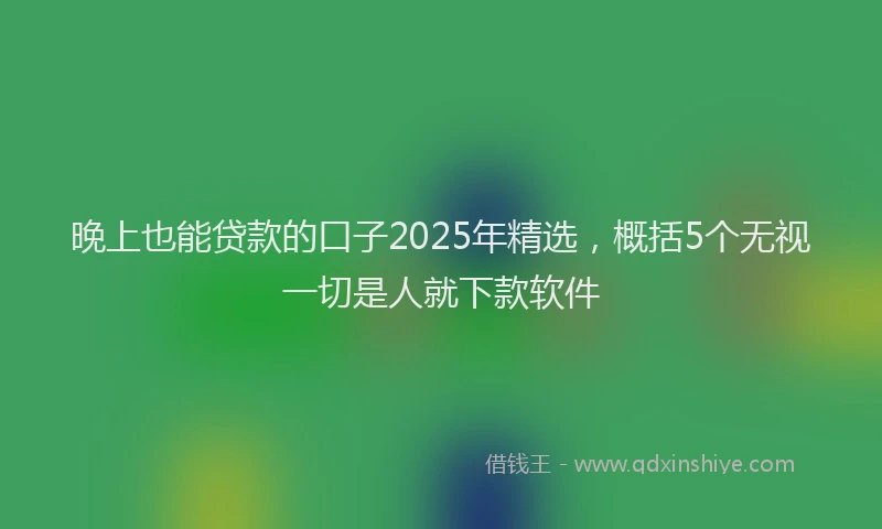 晚上也能贷款的口子2025年精选，概括5个无视一切是人就下款软件