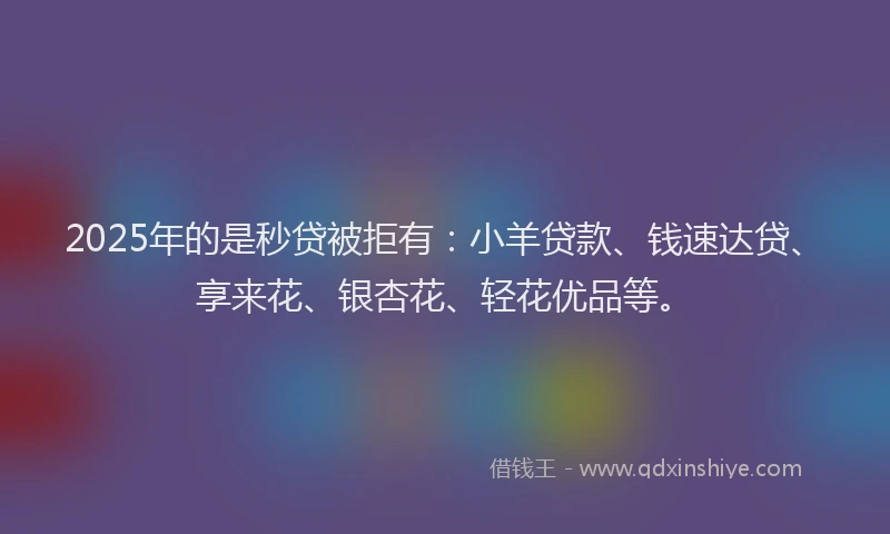 2025年的是秒贷被拒有：小羊贷款、钱速达贷、享来花、银杏花、轻花优品等。