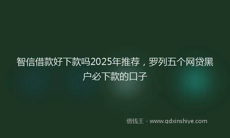 智信借款好下款吗2025年推荐，罗列五个网贷黑户必下款的口子