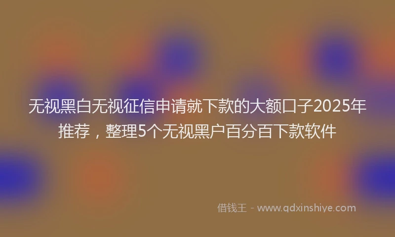 无视黑白无视征信申请就下款的大额口子2025年推荐，整理5个无视黑户百分百下款软件