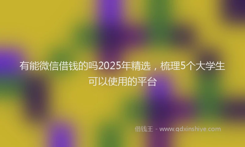 有能微信借钱的吗2025年精选，梳理5个大学生可以使用的平台