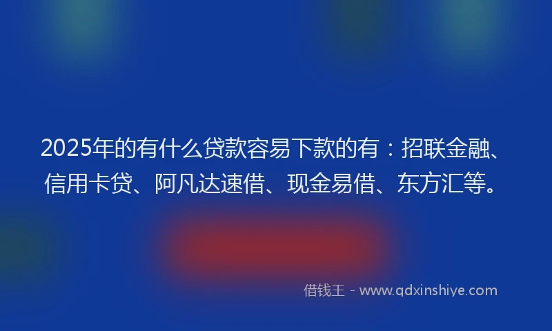 2025年的有什么贷款容易下款的有：招联金融、信用卡贷、阿凡达速借、现金易借、东方汇等。