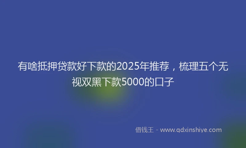 有啥抵押贷款好下款的2025年推荐，梳理五个无视双黑下款5000的口子