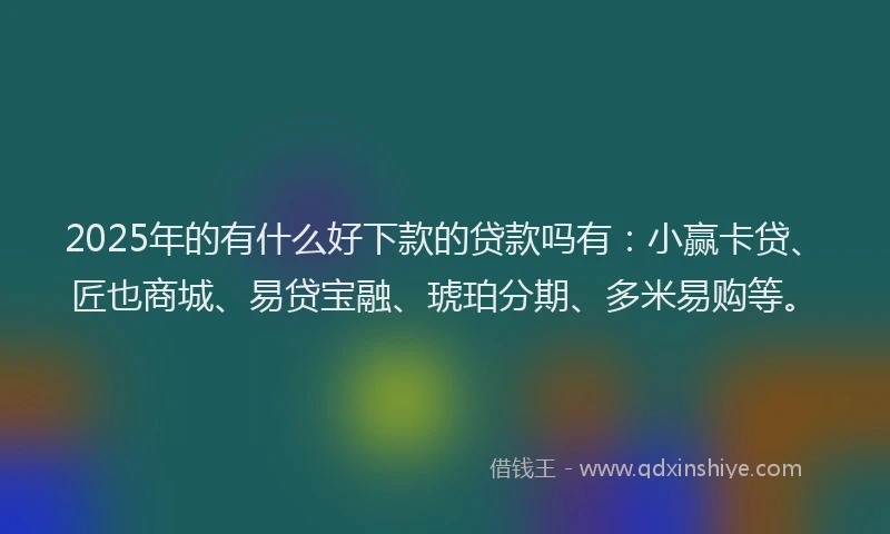 2025年的有什么好下款的贷款吗有：小赢卡贷、匠也商城、易贷宝融、琥珀分期、多米易购等。