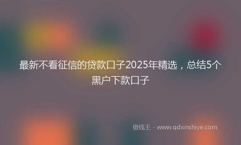 最新不看征信的贷款口子2025年精选，总结5个黑户下款口子