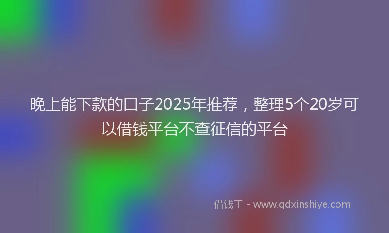 晚上能下款的口子2025年推荐，整理5个20岁可以借钱平台不查征信的平台