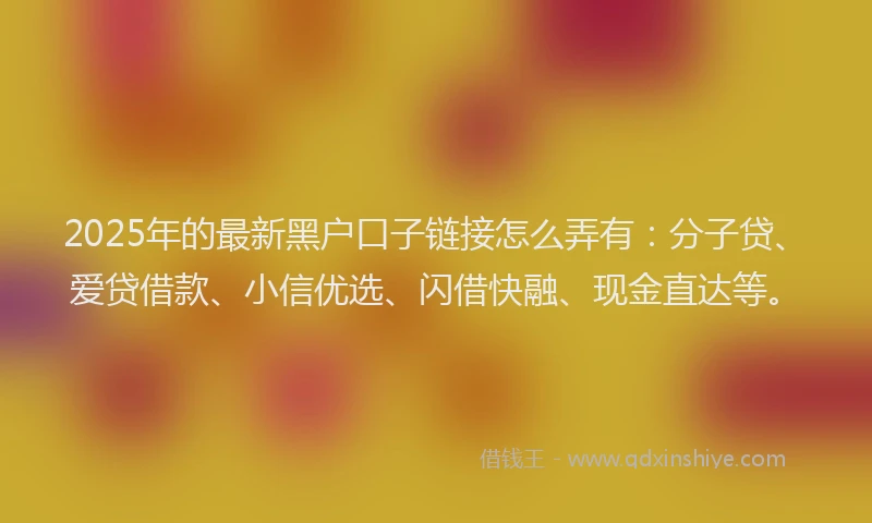 2025年的最新黑户口子链接怎么弄有：分子贷、爱贷借款、小信优选、闪借快融、现金直达等。