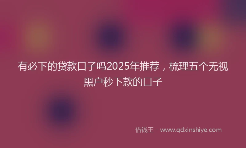 有必下的贷款口子吗2025年推荐，梳理五个无视黑户秒下款的口子