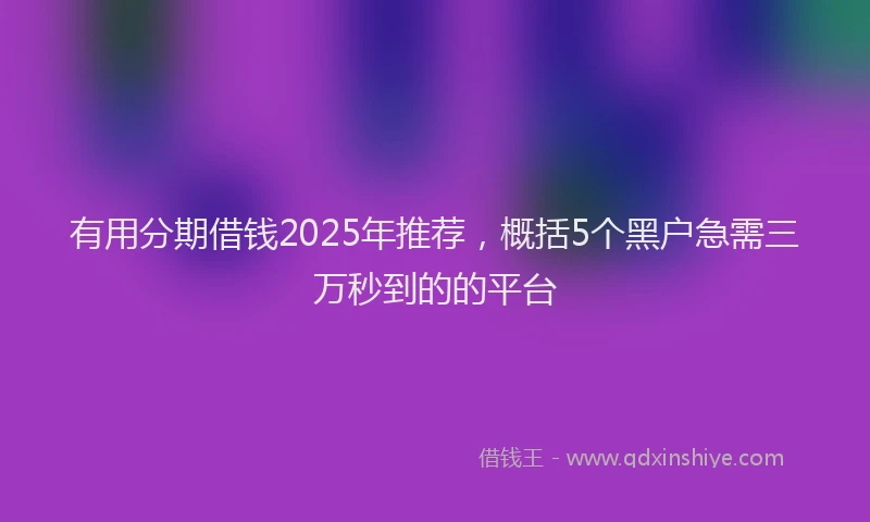 有用分期借钱2025年推荐，概括5个黑户急需三万秒到的的平台