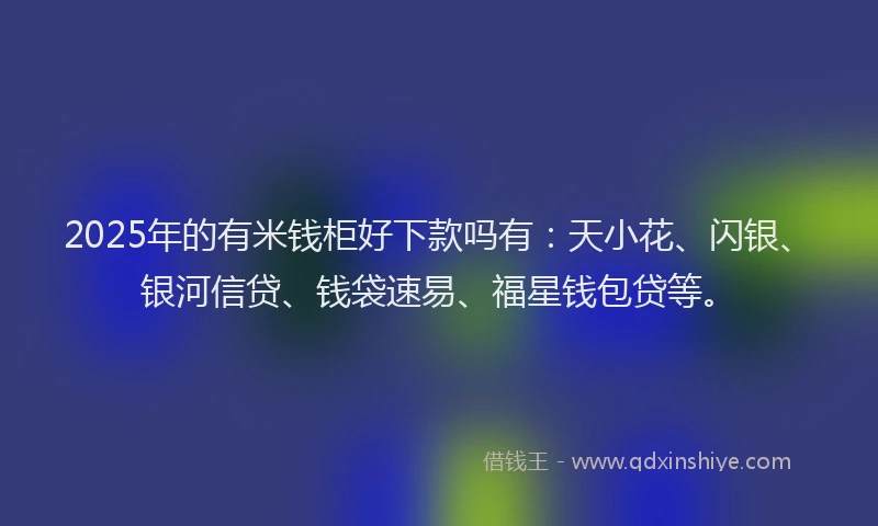2025年的有米钱柜好下款吗有：天小花、闪银、银河信贷、钱袋速易、福星钱包贷等。