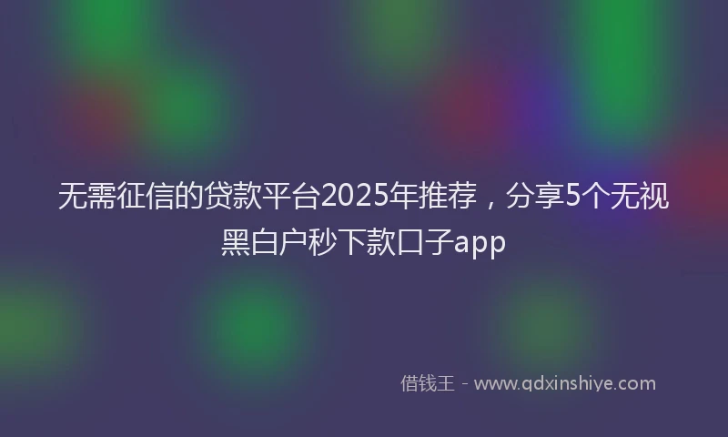 无需征信的贷款平台2025年推荐，分享5个无视黑白户秒下款口子app