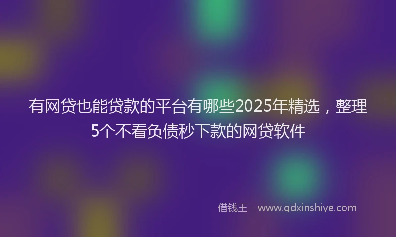 有网贷也能贷款的平台有哪些2025年精选，整理5个不看负债秒下款的网贷软件