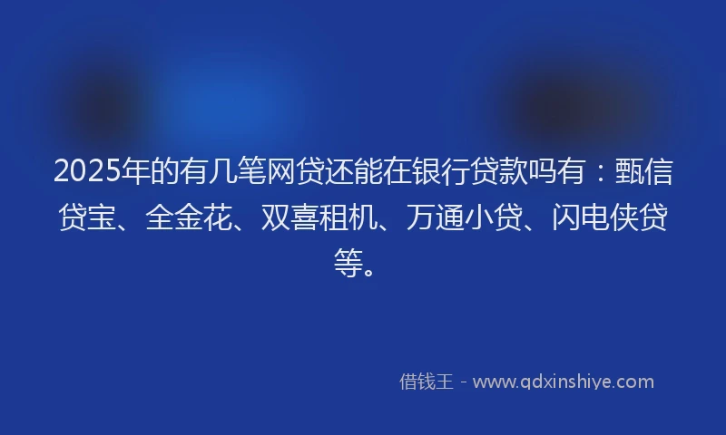 2025年的有几笔网贷还能在银行贷款吗有：甄信贷宝、全金花、双喜租机、万通小贷、闪电侠贷等。