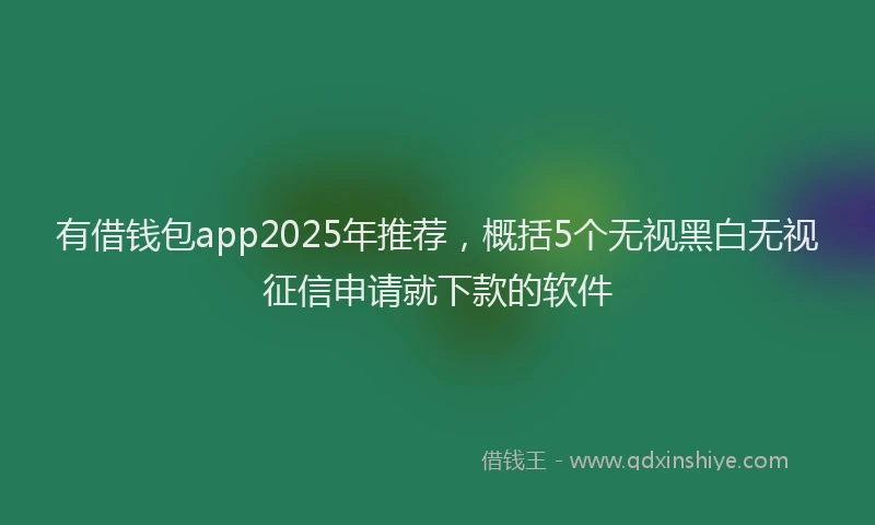有借钱包app2025年推荐，概括5个无视黑白无视征信申请就下款的软件