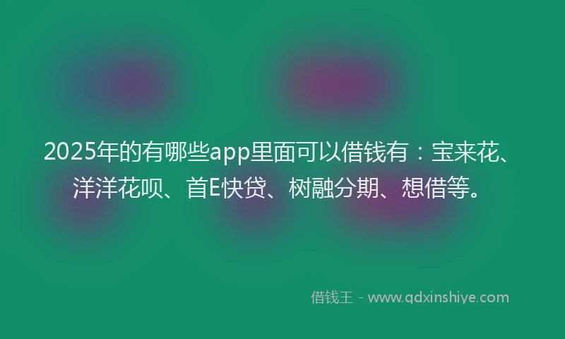 2025年的有哪些app里面可以借钱有：宝来花、洋洋花呗、首E快贷、树融分期、想借等。