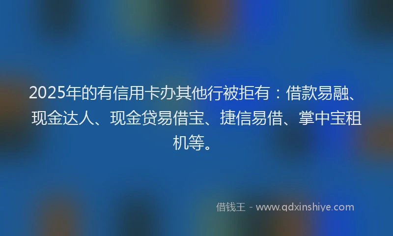 2025年的有信用卡办其他行被拒有：借款易融、现金达人、现金贷易借宝、捷信易借、掌中宝租机等。