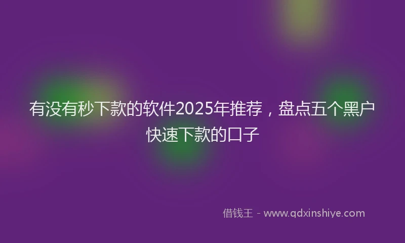 有没有秒下款的软件2025年推荐，盘点五个黑户快速下款的口子