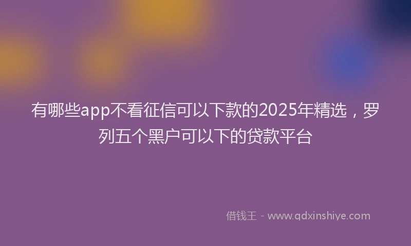 有哪些app不看征信可以下款的2025年精选，罗列五个黑户可以下的贷款平台