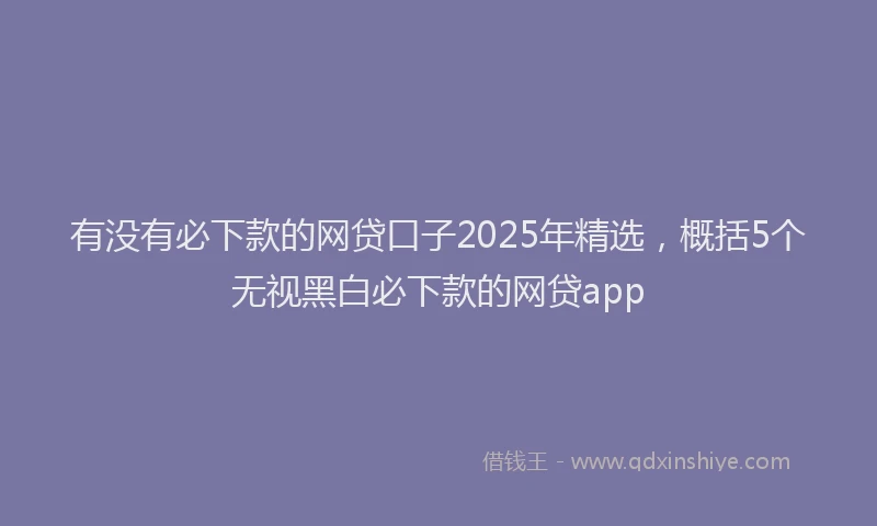 有没有必下款的网贷口子2025年精选，概括5个无视黑白必下款的网贷app