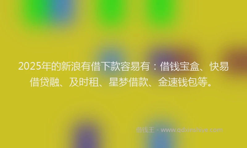 2025年的新浪有借下款容易有：借钱宝盒、快易借贷融、及时租、星梦借款、金速钱包等。