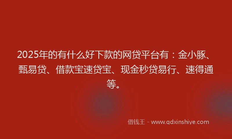 2025年的有什么好下款的网贷平台有：金小豚、甄易贷、借款宝速贷宝、现金秒贷易行、速得通等。