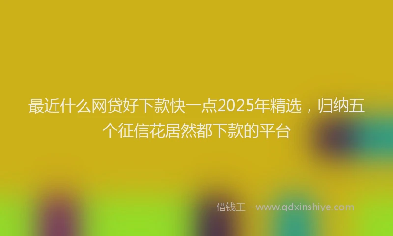 最近什么网贷好下款快一点2025年精选，归纳五个征信花居然都下款的平台