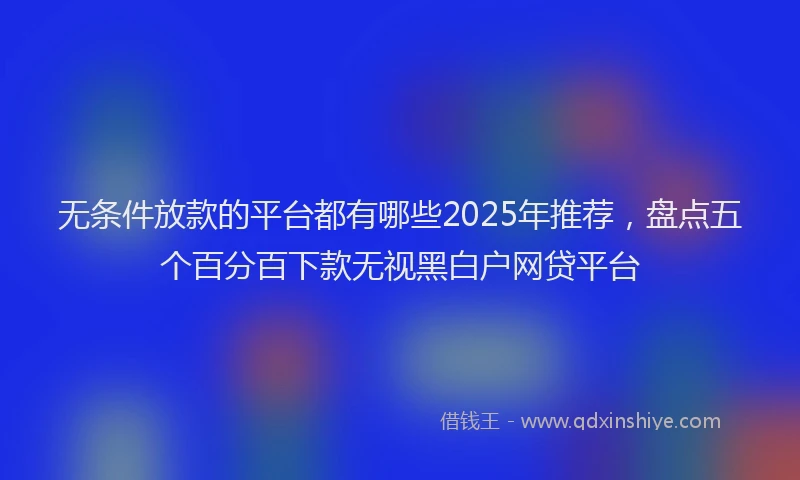 无条件放款的平台都有哪些2025年推荐，盘点五个百分百下款无视黑白户网贷平台