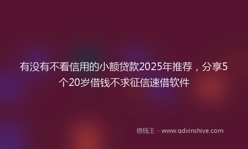 有没有不看信用的小额贷款2025年推荐，分享5个20岁借钱不求征信速借软件