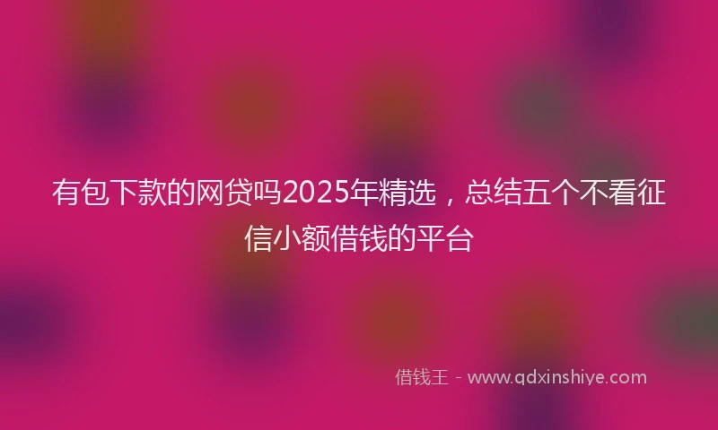 有包下款的网贷吗2025年精选，总结五个不看征信小额借钱的平台