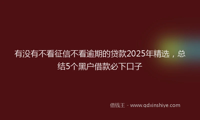 有没有不看征信不看逾期的贷款2025年精选，总结5个黑户借款必下口子