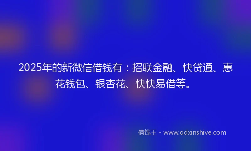 2025年的新微信借钱有：招联金融、快贷通、惠花钱包、银杏花、快快易借等。