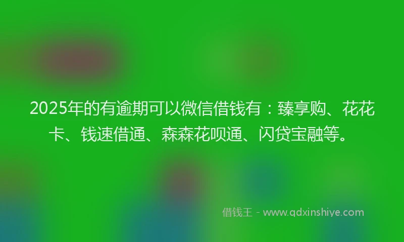 2025年的有逾期可以微信借钱有：臻享购、花花卡、钱速借通、森森花呗通、闪贷宝融等。