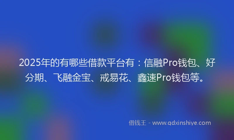 2025年的有哪些借款平台有：信融Pro钱包、好分期、飞融金宝、戒易花、鑫速Pro钱包等。