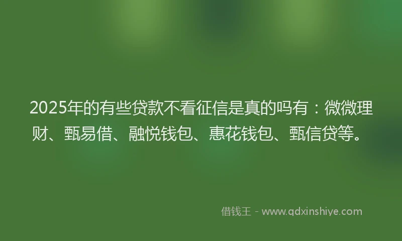 2025年的有些贷款不看征信是真的吗有：微微理财、甄易借、融悦钱包、惠花钱包、甄信贷等。