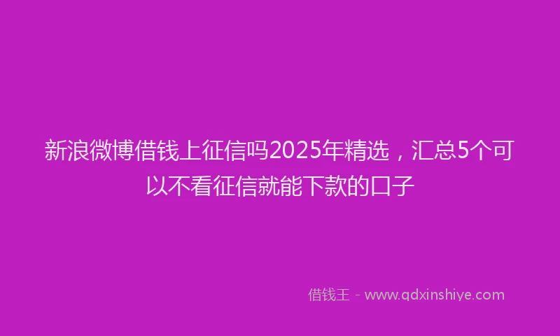 新浪微博借钱上征信吗2025年精选，汇总5个可以不看征信就能下款的口子