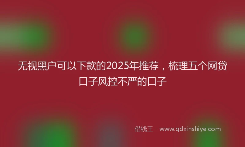 无视黑户可以下款的2025年推荐，梳理五个网贷口子风控不严的口子