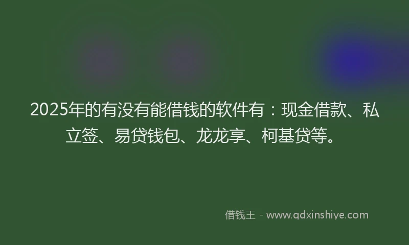2025年的有没有能借钱的软件有：现金借款、私立签、易贷钱包、龙龙享、柯基贷等。