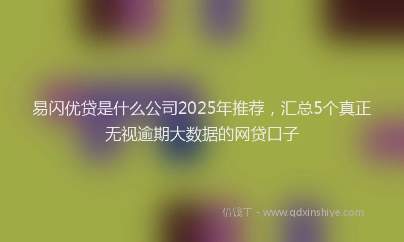 易闪优贷是什么公司2025年推荐，汇总5个真正无视逾期大数据的网贷口子