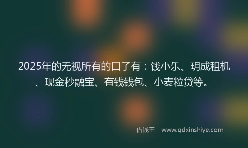 2025年的无视所有的口子有：钱小乐、玥成租机、现金秒融宝、有钱钱包、小麦粒贷等。